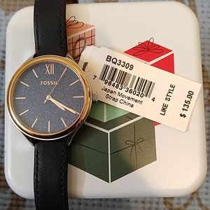 Fossil Navy Leather Watch